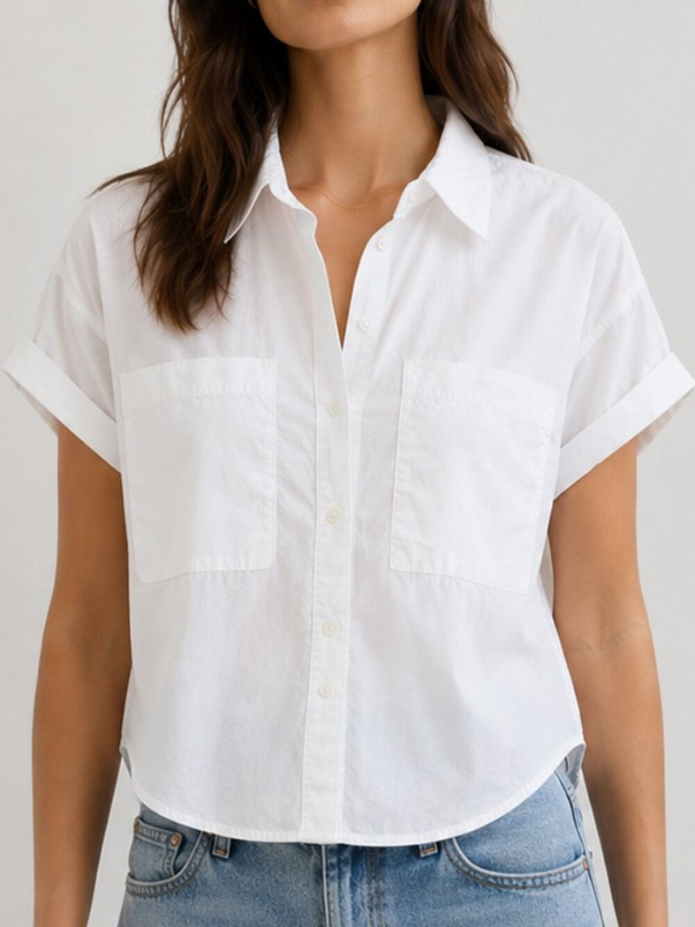FRAME White Organic Cotton Button-Up Shirt Size M - Picture 1 of 6
